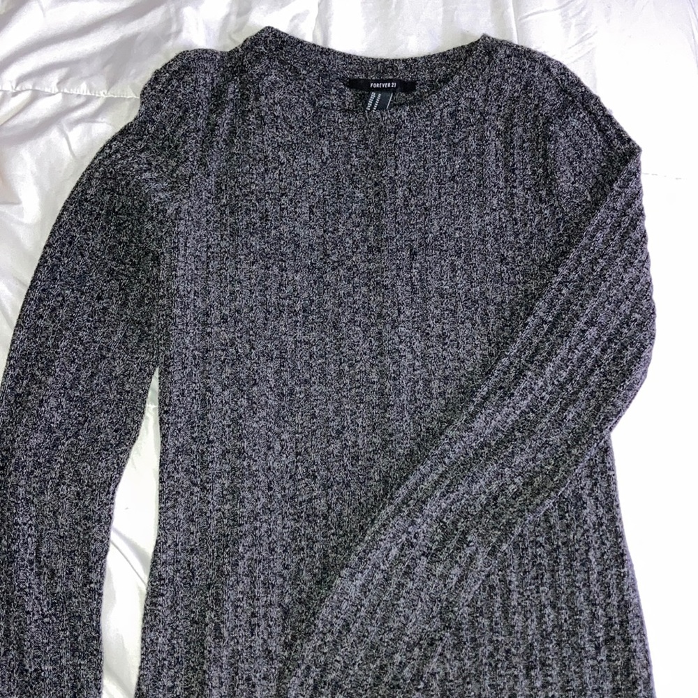 Forever 21 ribbed dark grey sweater dress